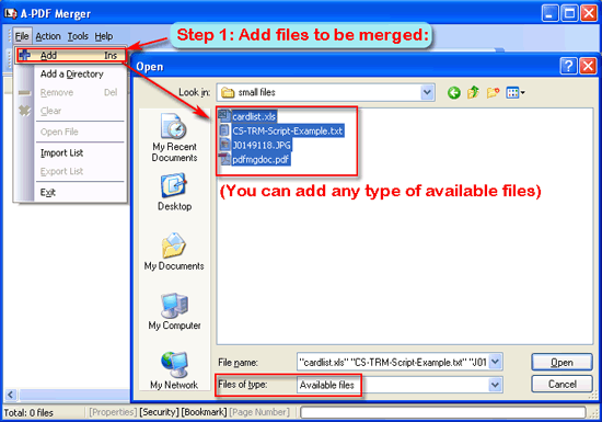 a-pdf merger add files